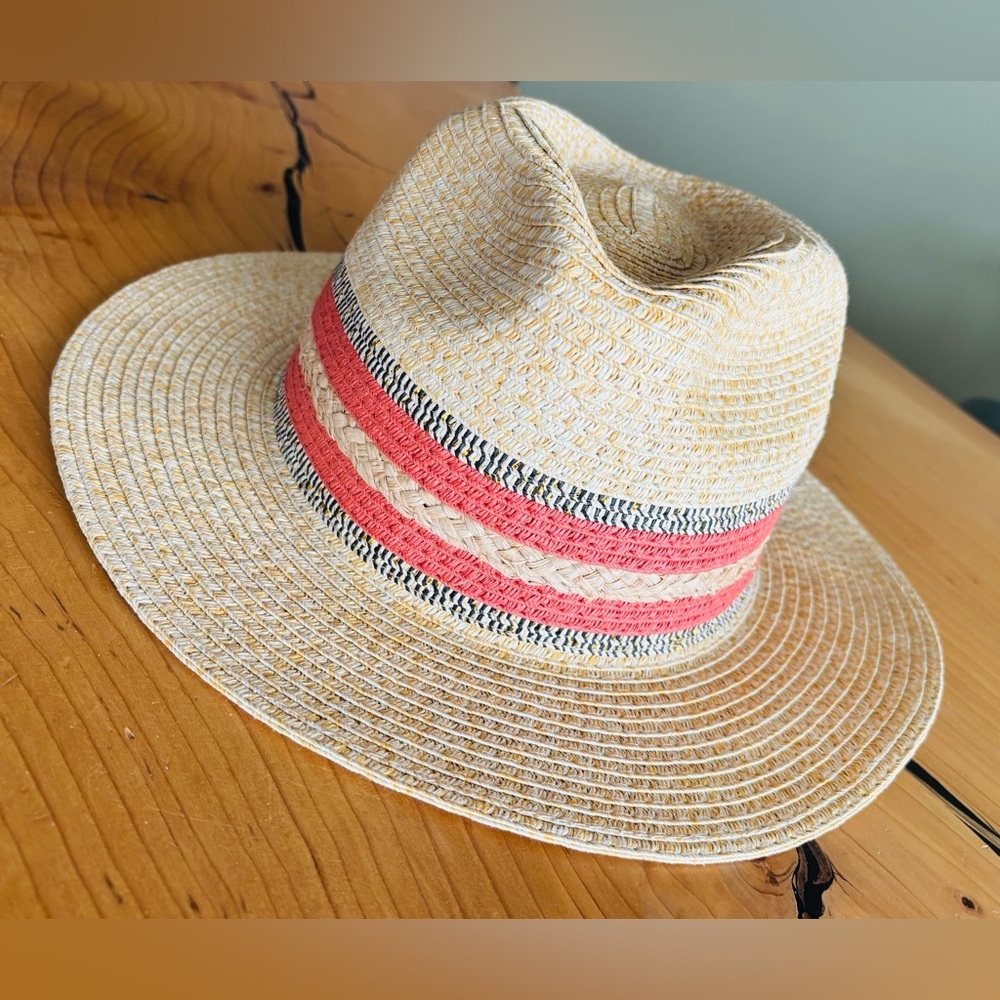Pretty Simple Straw Hat with Pink and Black Bands